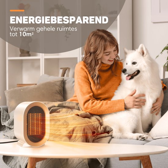 Vulpes Goods® Tech - Elektrische Kachel Pro - Ventilatorkachel - Heater - 2 Standen - 1200W - LED Indicatie - Wit