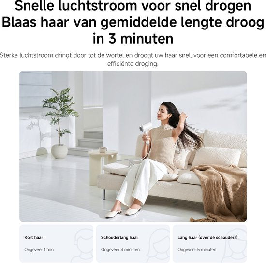 Xiaomi High-Speed Ionic Hair Dryer | Sneldrogende föhn | 110.000 tpm | NTC-hittebescherming | Minder pluizig haar | 400 g