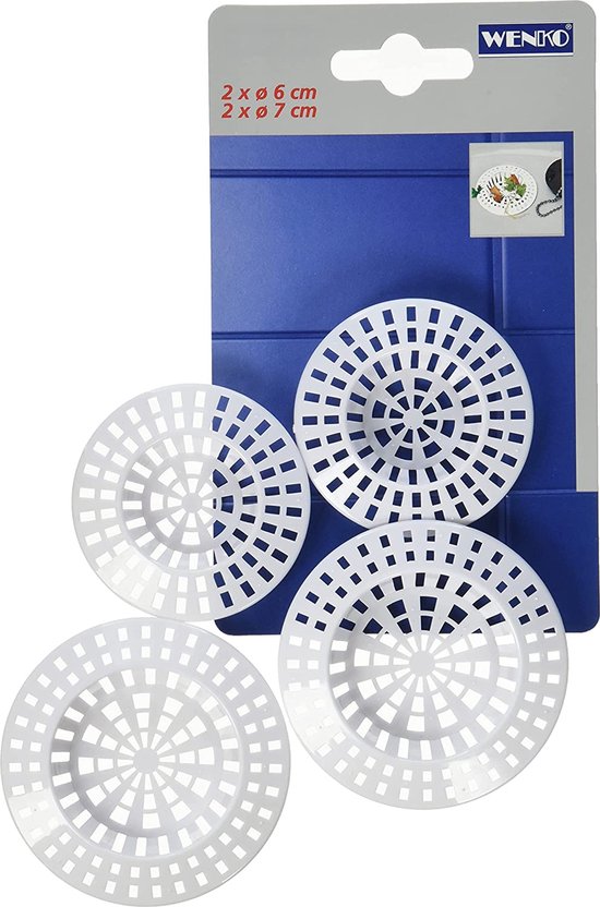 Wenko Gootsteenzeef 6/7 cm kunststof wit 4 stuks