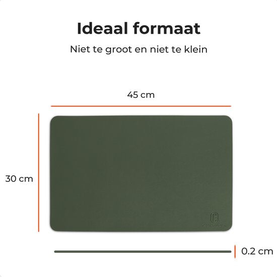 Castagnola Lederlook Placemats - Antislip Placemat van Kunstleer - Waterafstotende Onderlegger - Onderzetter - 6 Stuks - 45 x 30 cm - Groen