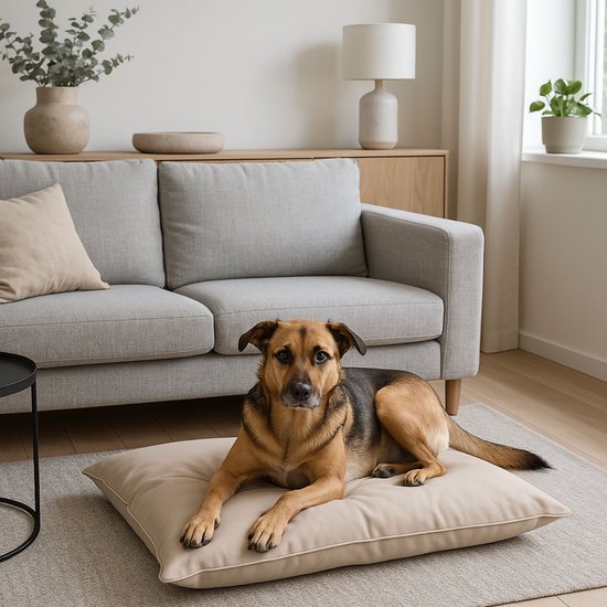 maxxpro Hondenkussen Maat S - Comfortabel Hondenbed Kleine Honden - Benchkussen voor Binnen - Honden Bed 60 x 80 x 15 cm - Duurzaam en Makkelijk Wasbaar - Beige