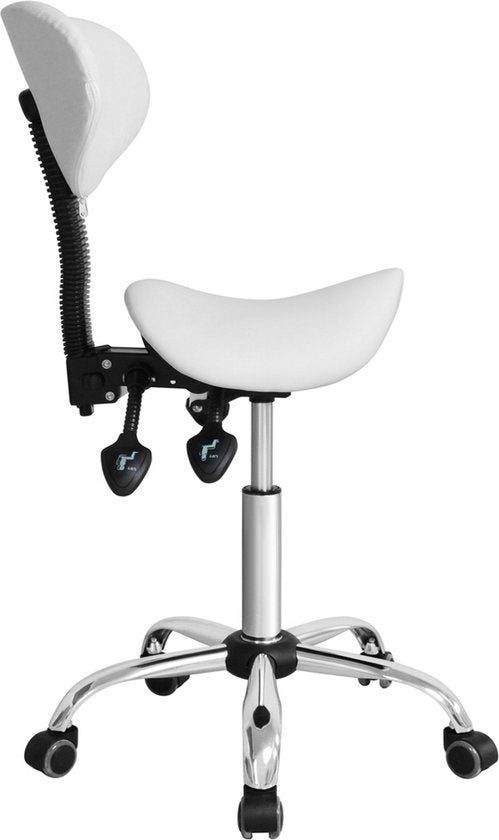 VDD Zadelkruk - Ergonomisch Design - Verstelbare Hoogte - 40x40x112 cm - Wit