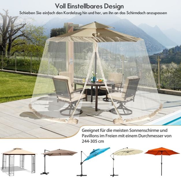 Coast Parasol Muggennet – Insectennet met 2 Deuren en Dubbele Rits 12,5 x 2,3 m – Beige