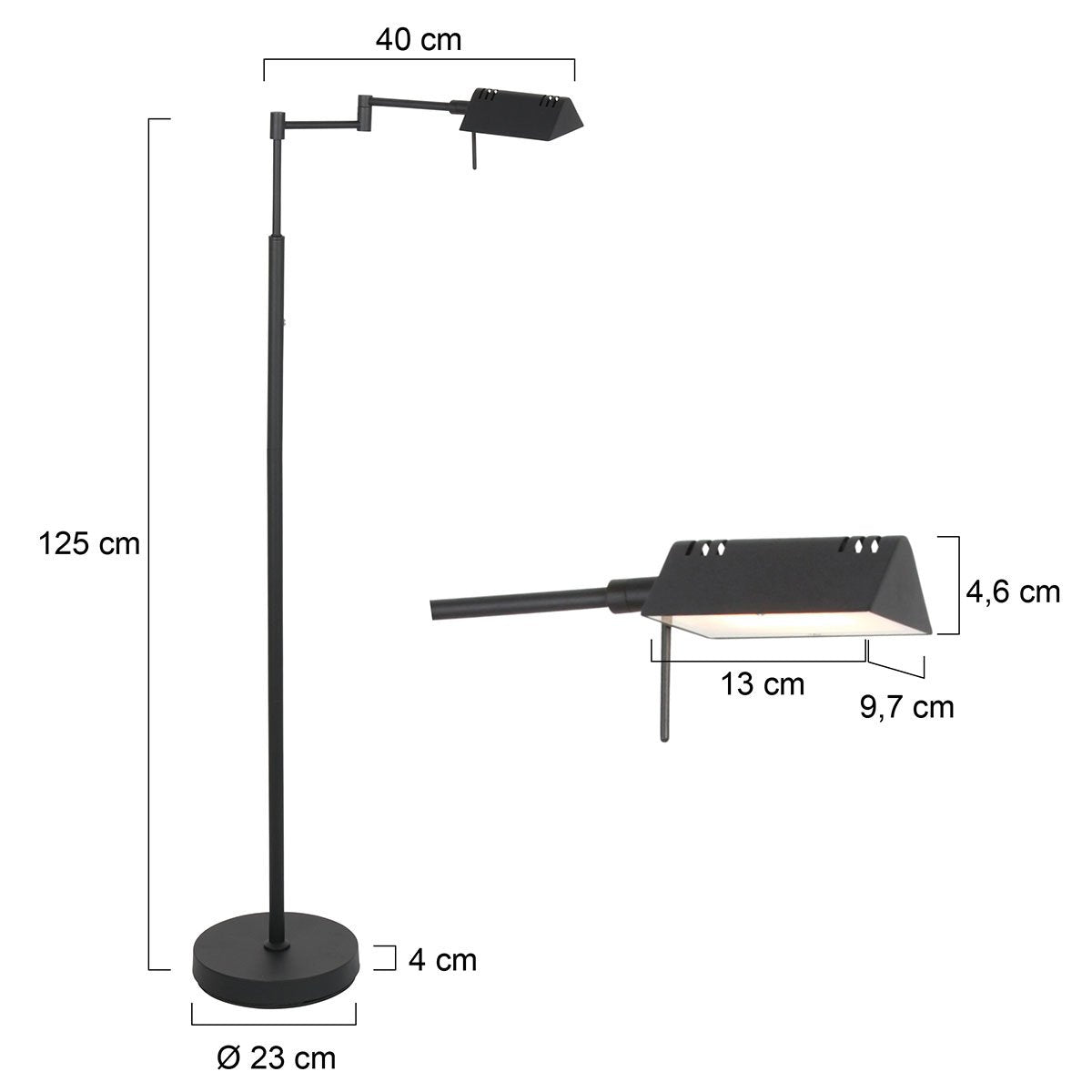 Mexlite - vloerlamp - GlowGo - zwart - metaal - leeslamp - LED - 4603ZW