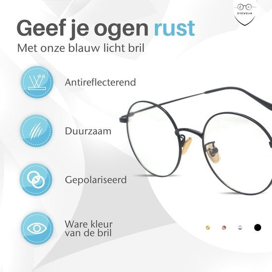 LC Eyewear Beeldschermbril - Blauw Licht - Incl. Brillenkoker - Metaal - Unisex - Zwart