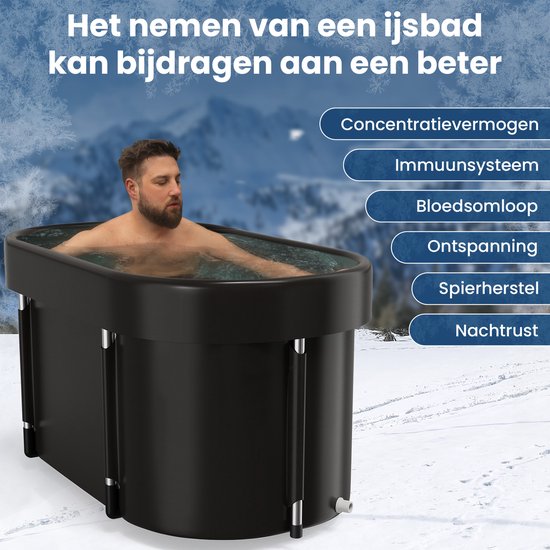 IJsbad XL - 420L - Opvouwbaar Zitbad - met Deksel - Ice Bath - Met Accessoires - Zwart - van Faas