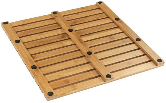WENKO Douchevlonder 50x50cm bamboe - FSC hout - Badmat Indoor & Outdoor - Douchemat