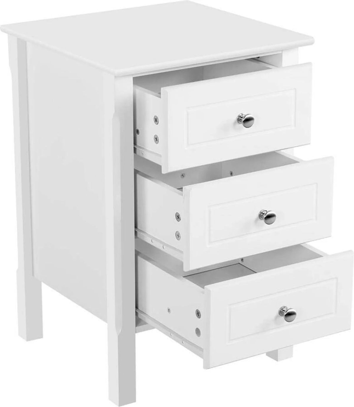 Yaheetech Nachtkastje Met 3 Lades – Voorzien Van Aluminium Knopgrepen En Vochtbestendig Gelakt Oppervlak En Hoogwaardige Ladegeleiders – Voor Slaapkamer En Woonkamer – Wit E1 MDF – 40 x 40 x 60 cm