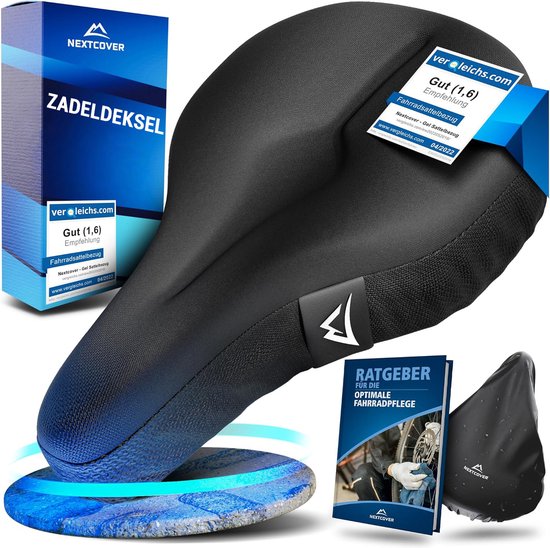 NEXTCOVER® NIEUW Universele gel zadelhoes fiets inclusief regenhoes [memory foam] - Zadelhoes waterdicht met meerlaagse vulling -Zadelhoes regen voor fietsstoeltje voor heren en dames - Slank