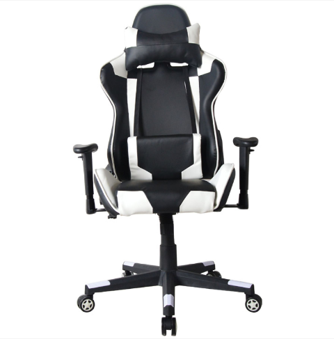 VDD HUKY1010_WITZWART Gamingstoel - Verstelbare Rugleuning 180° - 360° Draaibaar - 120-130 cm - Zwart/Wit