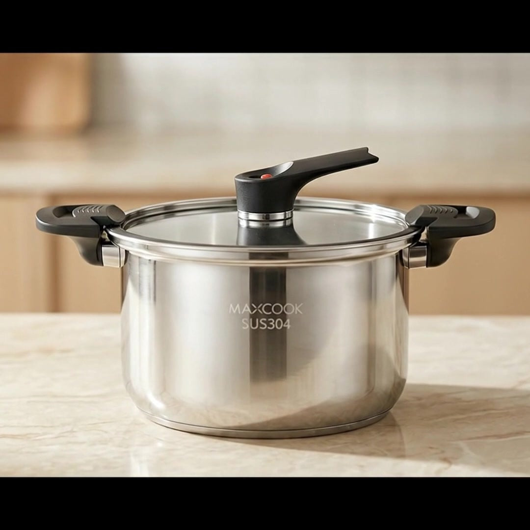 Maxcook Microdruk Soeppan met Deksel - RVS 304 - 24 cm - 6 L