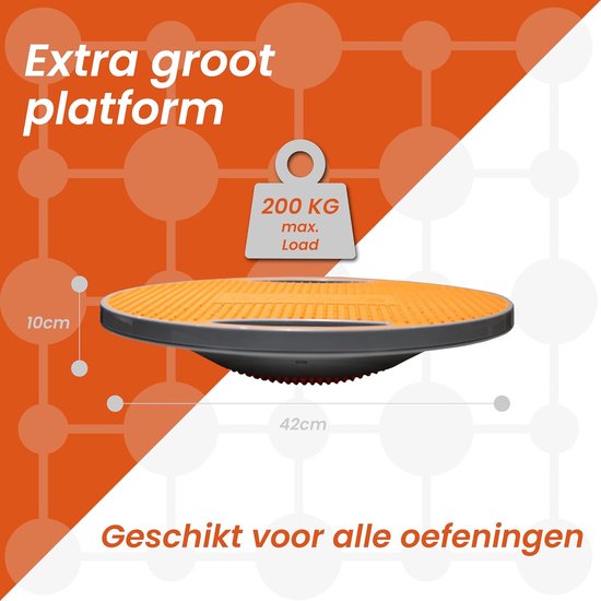 DH FitLife Balansbord, balansbord met handgrepen, extra groot Ø 42 cm, max. 200 kg, evenwichtstrainer, fitness balansboard volwassenen en kinderen, incl. handleiding (mogelijk niet beschikbaar in het