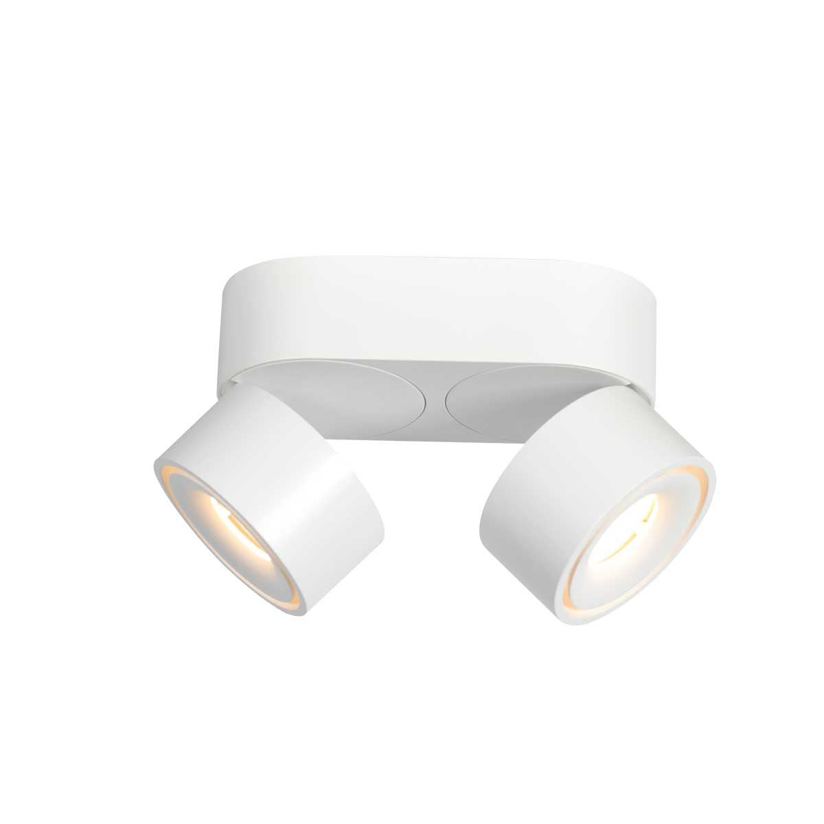 Witte 2-lamps spot Fez 2674W dimbaar draaibaar en kantelbaar kunststof/metaal Modern Mexlite