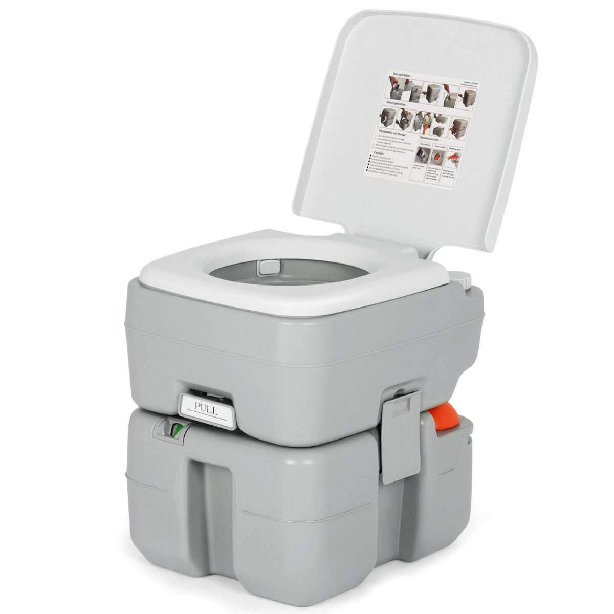 Coast Draagbaar Campingtoilet - Gescheiden tanks - 10L schoonwater, 20L afval - Grijs