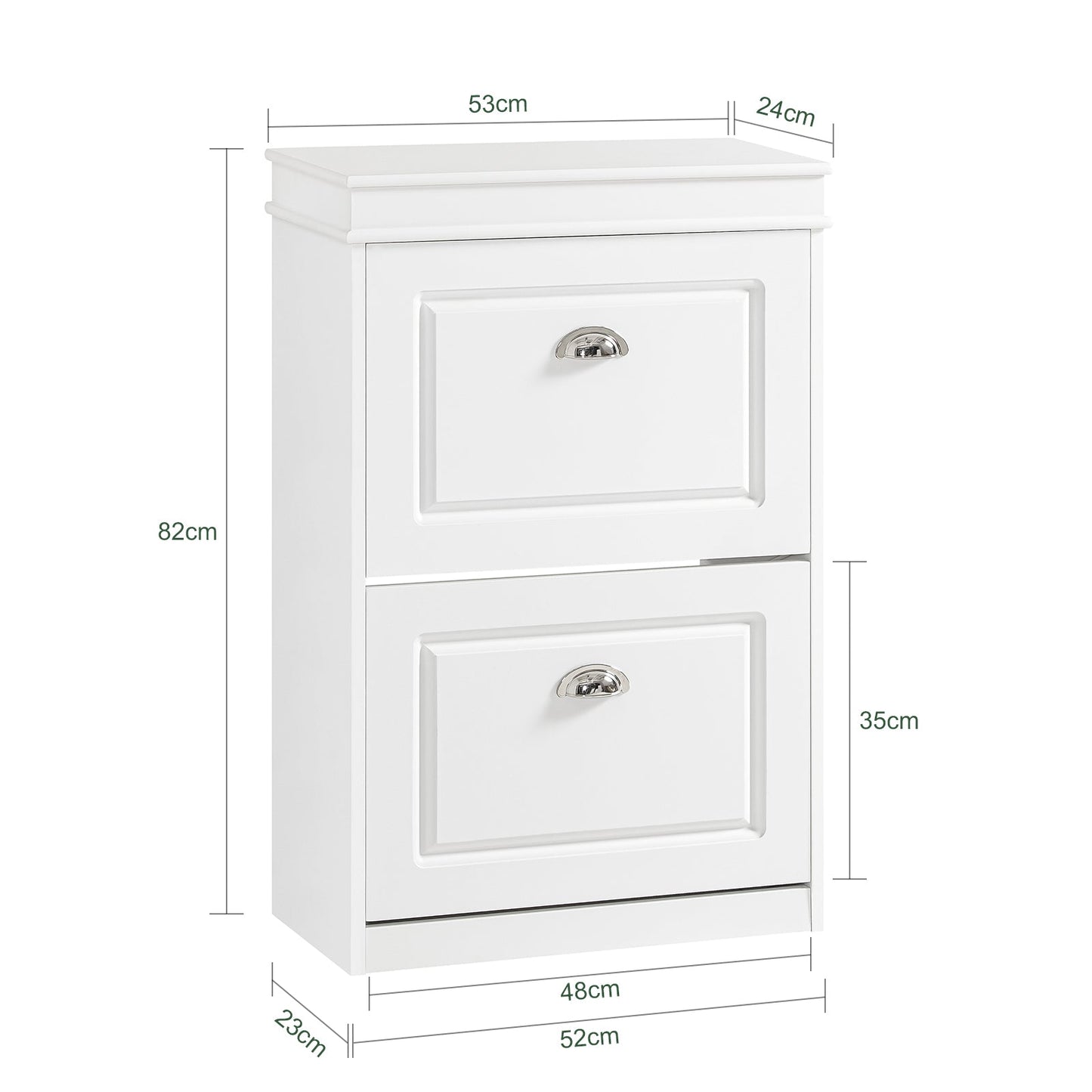 SoBuy Smalle Schoenenkast met 2 Kleppen - Wit - 24 x 60 x 102 cm