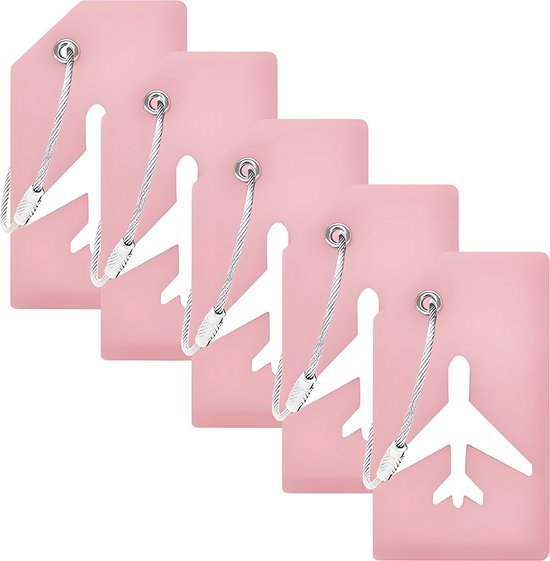 EverNeeds Bagagelabel - Siliconen - Roze - 5 Stuks
