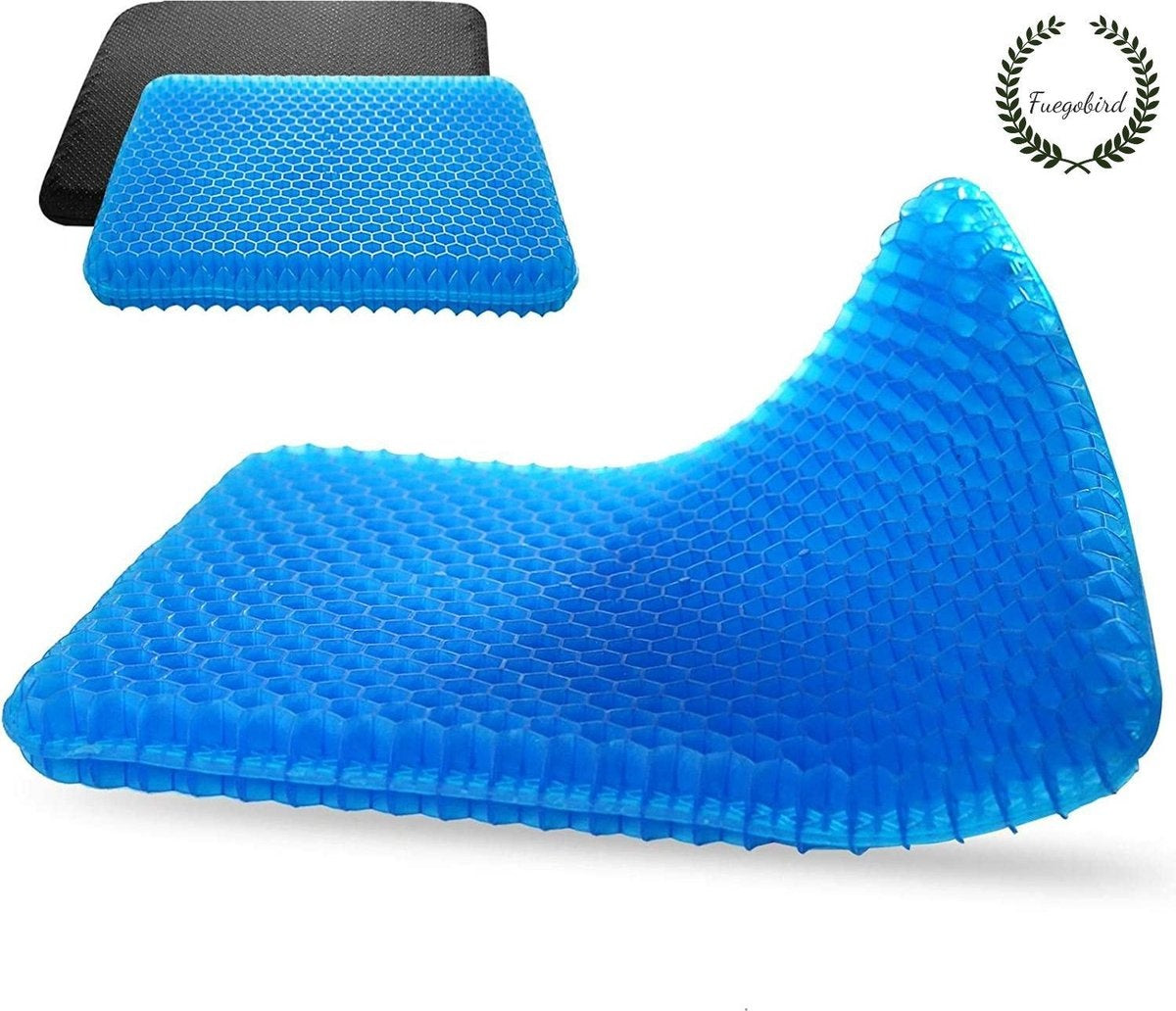 Fuegobird Gelkussen - Ergonomisch kussen - Zitkussen orthopedisch - Dubbellaagse honingraatstructuur - Met Kussenhoes - Blauw