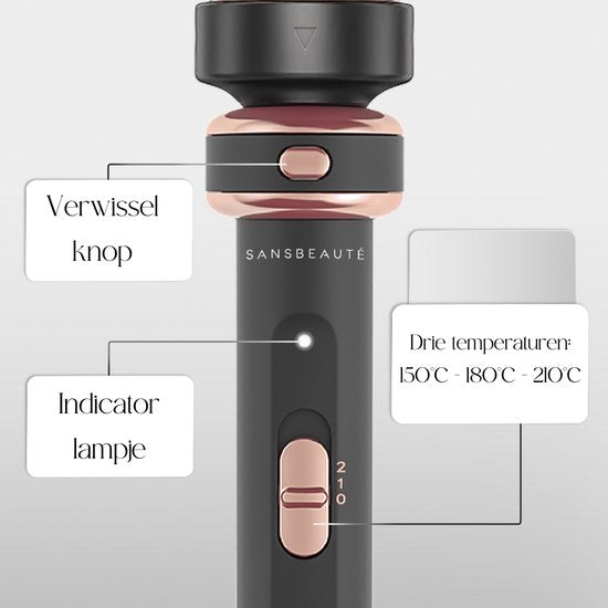 Sansbeauté® 6 in 1 Krultang met Klem - Keramische Haarkruller - 13mm tot 38mm - Föhnborstel Kort Haar - Warmteborstel - Krultangen - Thermal Brush - Haarstyler - Krulborstel 5 in 1