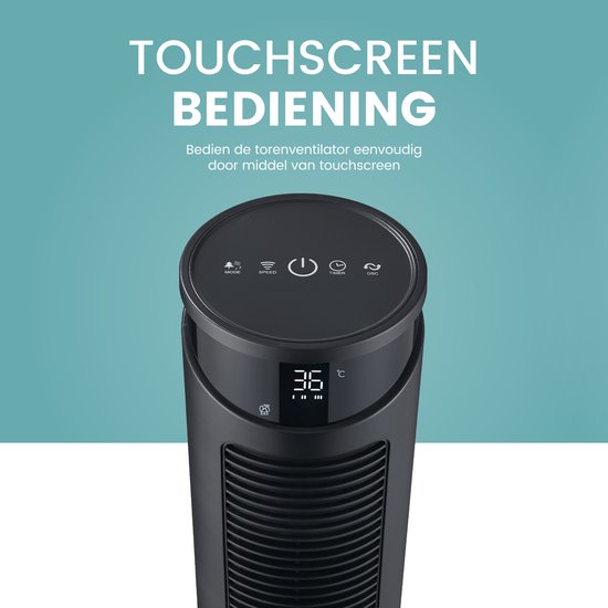AirKing Torenventilator 117cm - Kolomventilator met Afstandsbediening - Timer - 3 Snelheidsstanden - Oscillatie & Dimbaar LED Scherm - Energiezuinig - Koelventilator voor Kamer - Zwart