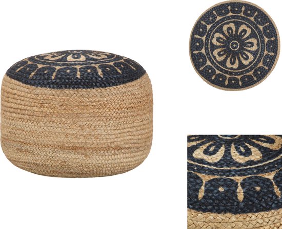 vidaXL - Poef - handgemaakt - 45x30 - cm - jute - blauw