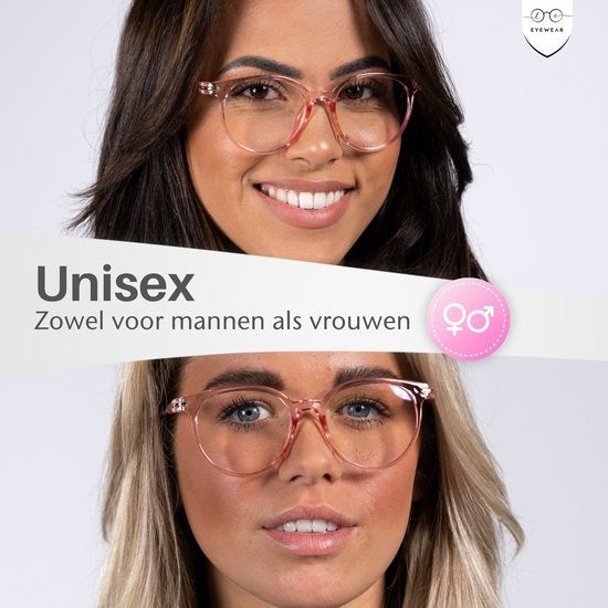 LC Eyewear Computerbril - Blauw Licht Bril - Blue Light Glasses - Beeldschermbril - Unisex - Transparant Roze