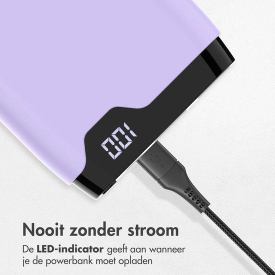 imoshion Powerbank 20000 mAh - Snellader 22.5W - LED indicator - USB C & USB A - Geschikt voor o.a. iPhone en Samsung - Universeel - Lila