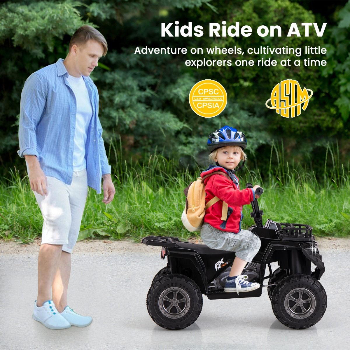 Coast Elektrische Kinderquad - met mp3-speler - vooruit- en achteruitfunctie - zwart
