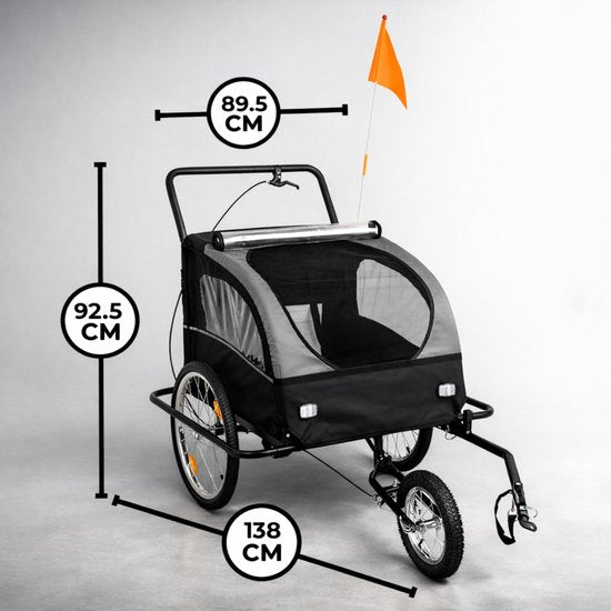 Outbee Fietskar Voor Kinderen - 2 in 1 Fietskar En Wandelwagen - Kinderfietskar - Kinderbuggy - 3 Wielen - Met Vlag