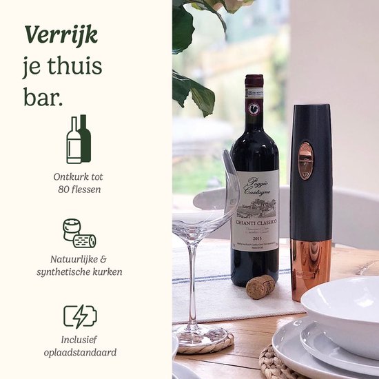 Cuisinart - Elektrische kurkentrekker - Oplaadbare wijnopener - Flessenopener - Zwart