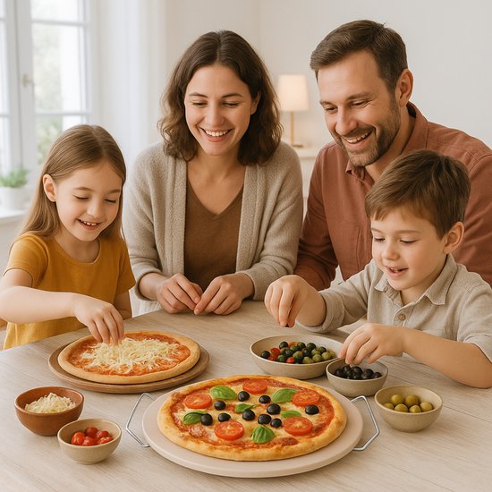 alpina Pizzasteen - Pizza Steen voor BBQ en Oven - Ø33 cm - Baksteen voor Krokante Korst - Hittebestendige Ovensteen