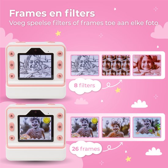 Nuvance - Kindercamera - Speelgoed Camera Kinderen - Incl. 32 GB SD Kaart - Foto & Video - Foto Printer - Digitale Kinder Camera - Fototoestel voor Kinderen - Kindercamera's - Roze