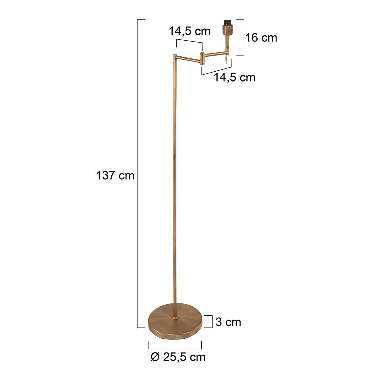 Mexlite vloerlamp Bella - brons - metaal - 45 cm - E27 fitting - 3406BR