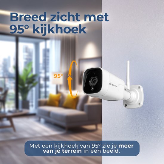 Denver Beveiligingscamera Buiten en Binnen - met Nachtzicht - Met WiFi & App - Full HD - Bewegingsdetectie - IOC241