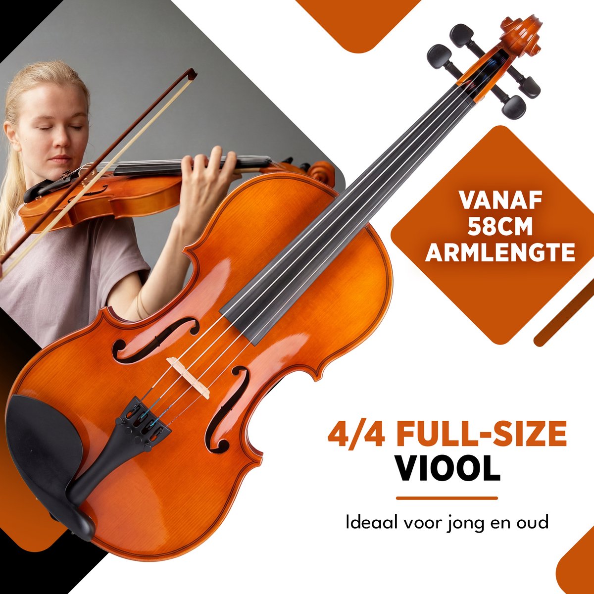 Finesse Vioolset Paris Edition - met Koffer, Strijkstok & Accessoires - Full-size 4/4