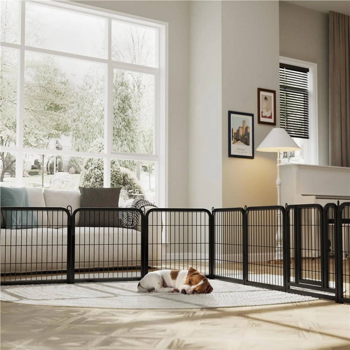 Yaheetech Puppyren 12-delig – 246 × 122 × 60,5 cm – Zwart – Opvouwbaar met Deur