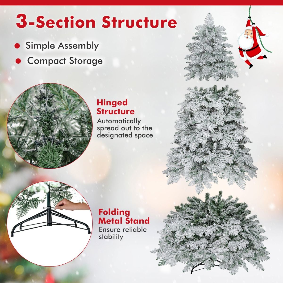 Coast Kunstkerstboom - besneeuwd - met LED-verlichting - 210 cm - groen en wit