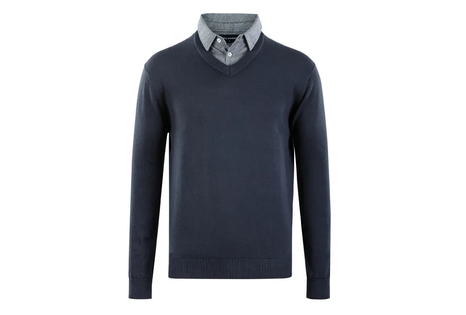 Milanoro Herenpullover Maat L - Mock Kraag - Rits - Zwart