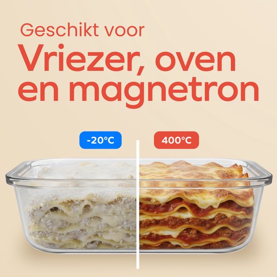 KitchenBrothers Meal Prep Bakjes - Vershoudbakjes Set - Luchtdicht - BPA-vrij - 1L en 370ml - Glas - 10 Stuks