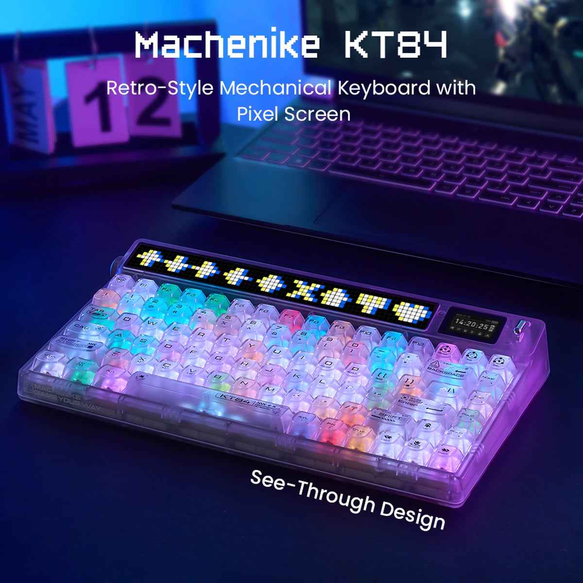 Machenike KT84-B84W 75% Mechanisch Toetsenbord - Wit - Gateron Yellow, RGB, Tri-Mode