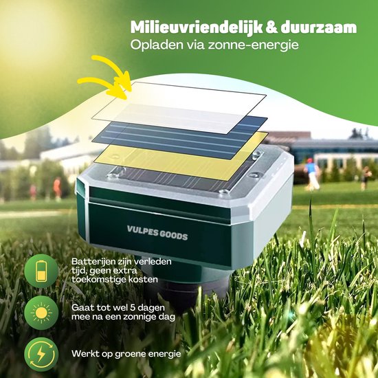 Vulpes Goods® Verjager - Mollenverjager - 4 stuks - Muizenverjager - Mollenbestrijding - Werkt op zonne-energie - Waterdicht - Diervriendelijk - Strakke tuin, gazon of perceel!