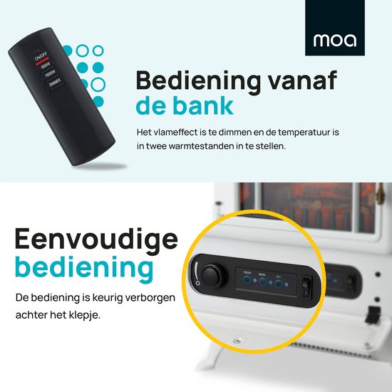 MOA Sfeerhaard Elektrisch - Haard met Verwarming - 1800W - Openhaard - Kachel Vrijstaand - Wit