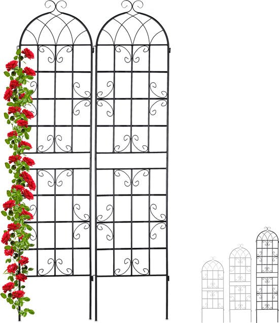 klimplantenrek - metaal - set van 2 - 220 x 50 cm - trellis - zwart
