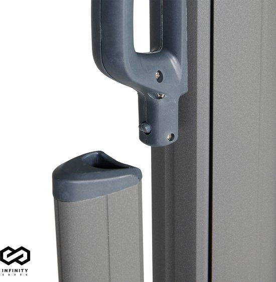 Infinity Goods Uittrekbaar Windscherm – 300 x 140 cm – Uitschuifbaar – Oprolbaar – Zonnescherm – Tuin, Strand, Terras, Balkon, Camping - Privacy – Zijluifel – Weerbestendig - Antraciet