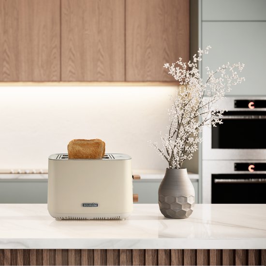 Bourgini Harmony Broodrooster - Echte Beukenhouten elementen - Toaster- Extra hoge broodlift en 2 brede brood sleuven - 7 warmteniveaus