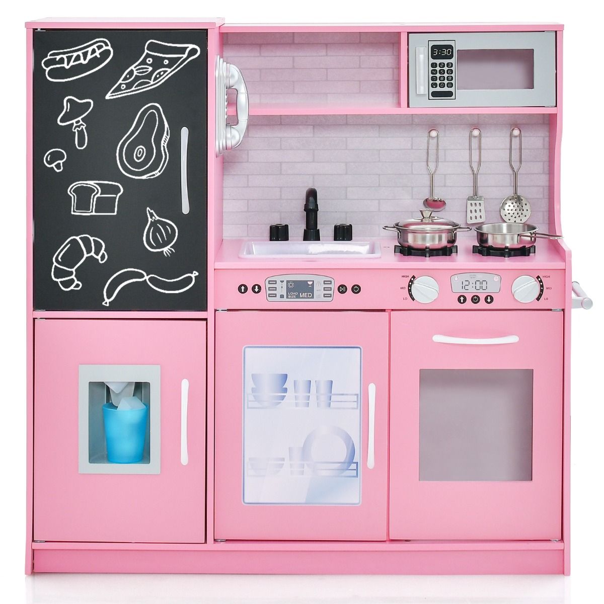 Coast Kinderkeuken - complete speelkeuken met accessoires - magnetron, ijsmachine, vaatwasser en oven - roze