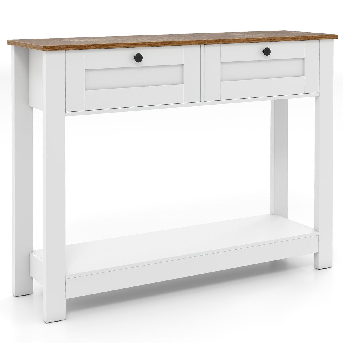 Coast Console Tafel - 2 lades - 2 niveaus - smal - wit en naturel