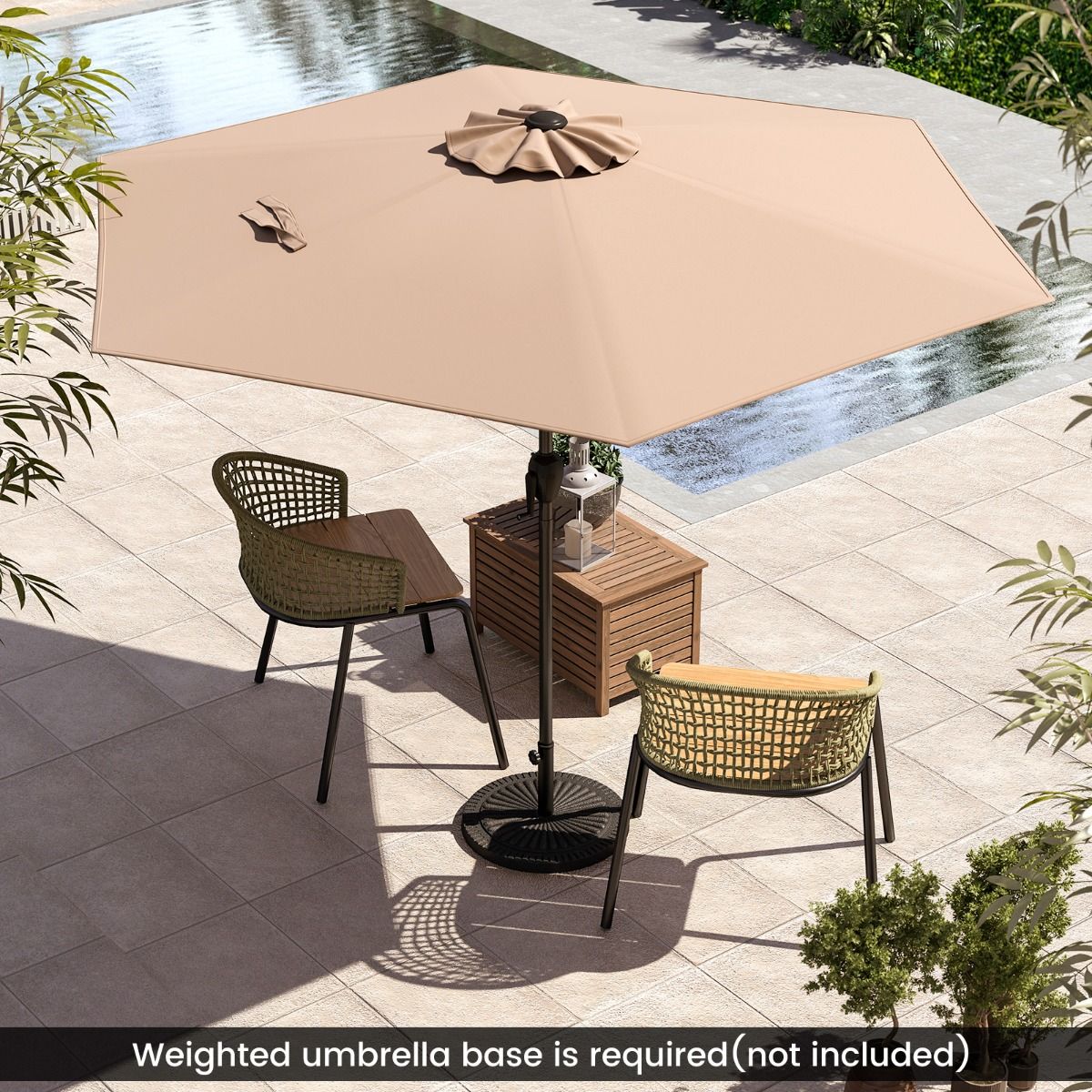 Coast Patioparasol - kantelfunctie met zwengel - geventileerd scherm - bruin 230 x 230 cm