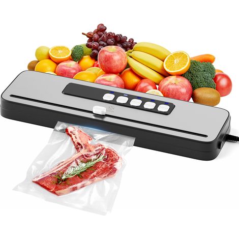 Woox Vacuümmachine Compact – Vacumeren van Droge en Vochtige Etenswaren – 38.5 x 11 x 5.5 cm – Zwart