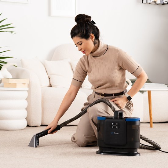 Qclean® Tapijtreiniger - 4-in-1 Vlekkenreiniger & Stoomreiniger - 105°C Stoom - Zetelreiniger - Zelfreinigend - Incl. Schoonmaakmiddel