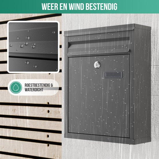 Avalo Brievenbus - Wandbrievenbus - Met Slot en 2 Sleutels - Incl. Montagemateriaal - Zwart